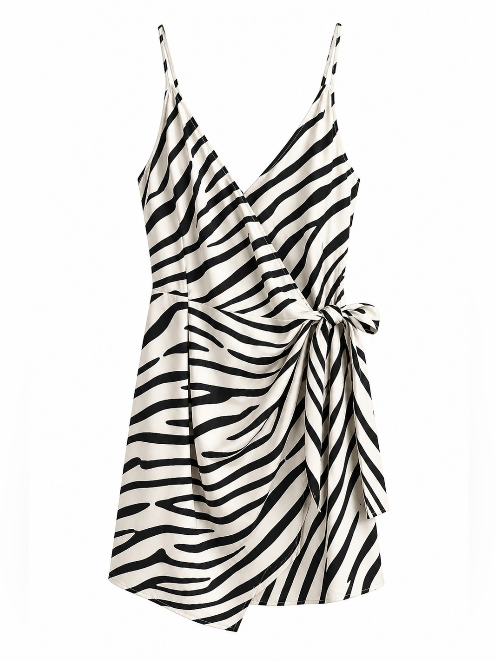 H&M Black and Cream Zebra-Print Wrap Mini Dress XXL WORN ONCE!
